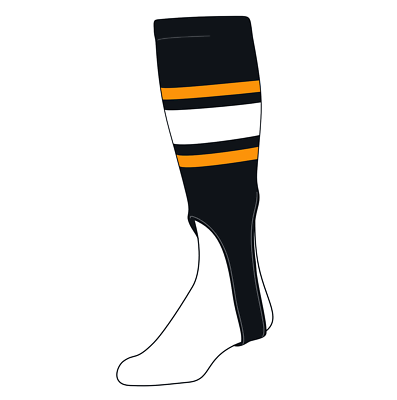Chaussettes De Baseball TCK Stirrups - Large (19 Inch) - Black, Old Gold, Dk Green - NEUFS