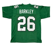 Saquon Barkley Signed Green Jersey Signed Beckett Certified Sticker Only