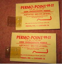 SET OF 2 ROCKOLA EVANS JUKEBOX JEWEL NEEDLES JACOBS TONE ARM PP-27 ASTATIC GC-45