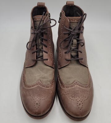 John Varvatos Wingtip Boots Size 11.5 Brown Green Leather  display picture 1