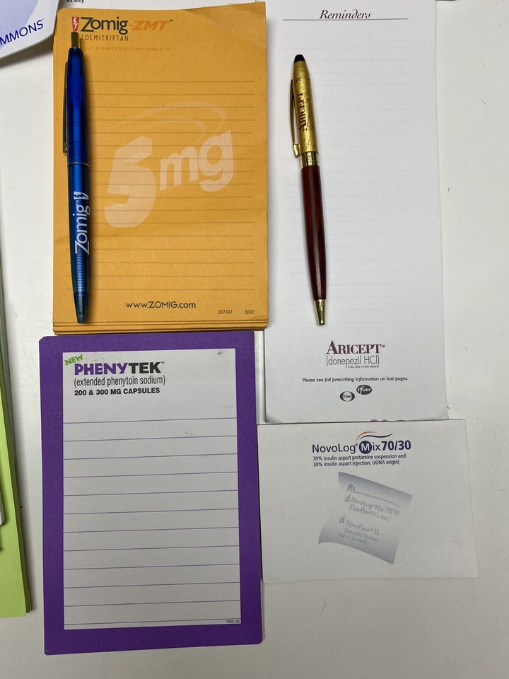 Pharmaceutical Drug Rep Notepads (22) and Pens (14) Miscellaneous Lot ...