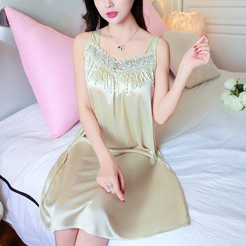 Women Sleeveless V Neck Nightdress Pajamas Nightshirt Summer Loose Sleepwear - Picture 21 of 22