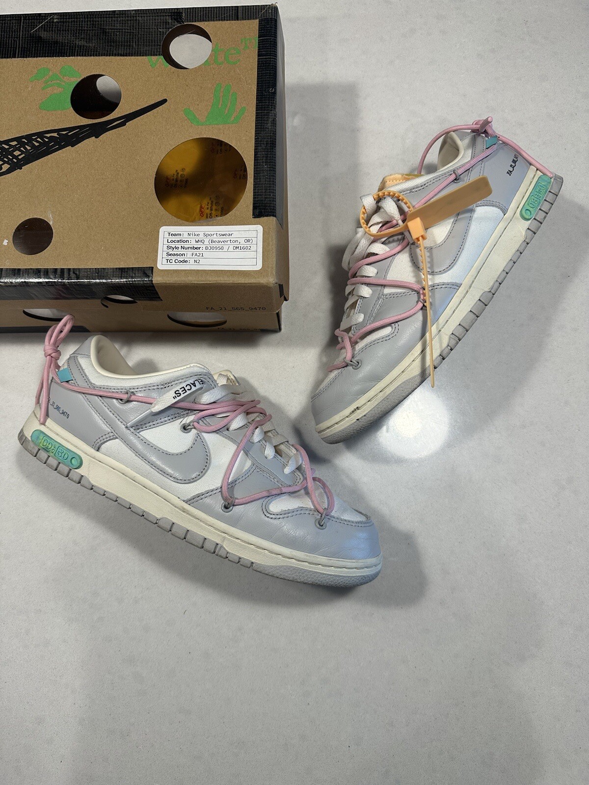 OFF WHITE X NIKE Taglia 10 Nike x bianco sporco lotto basso 09 grigio DM1602110