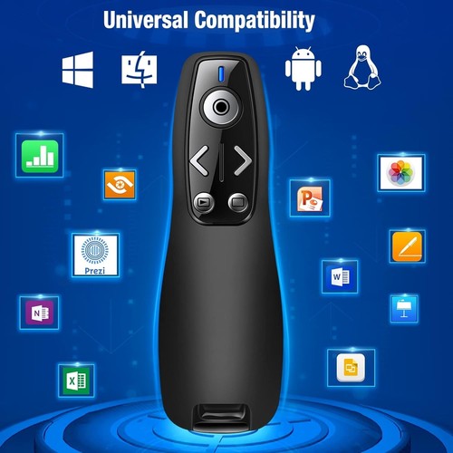 Ergonomic PowerPoint Clicker with Bright Red Laser & Volume Control, 100ft - Photo 7/8
