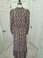 Universal Thread Prairie Victorian Natural Floral Smocked Ruffle Maxi Dress M