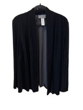 Alex Evenings Black Velvet Open-Front Cardigan Jacket - Size 1X