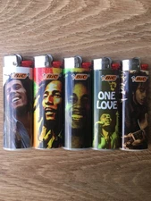 5 PC BIC Standard Regular Sized Premium Vinyl Wrapped Bob Marley Set