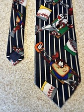 Vintage Looney Tunes Mania Tie-Striped Baseball Bugs Bunny Friends 57 3.75