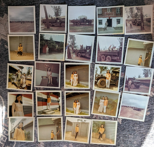 24 Vietnam War Snapshot Photos , Local Giirls- 266h Supply HQ, Long Binh 1970's
