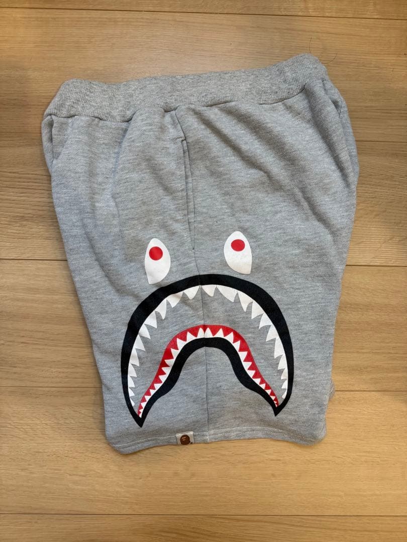 A BATHING APE Cotton Shark Shorts Half Pants Gray M BA0226177 thumbnail 5