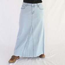 NWT Be Girl Long Modest Light Blue Jean Skirt Size S - 3XL Raw Hem Maxi Denim