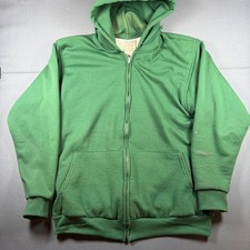 Vintage Pluma Green Thermal Lined Zip Up Hoodie Mens Large Made in Mexico