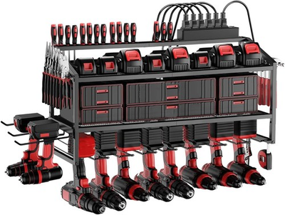 #ad Power Tool Organizer Wall Mount with Charging Station 3 Layer Storage Rack $46.79