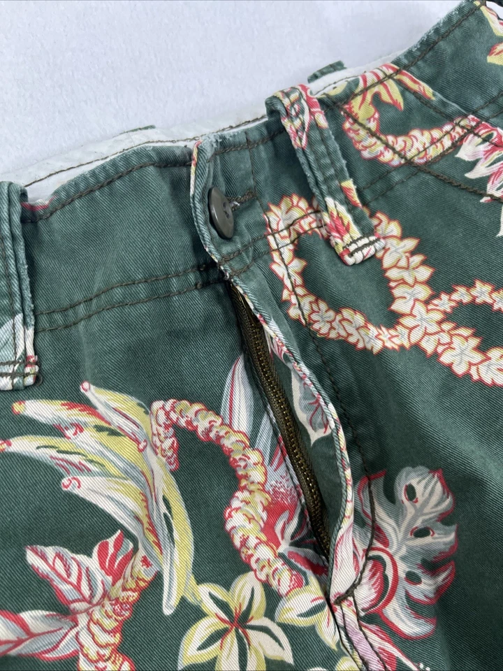 VTG Denim & Supply Ralph Lauren Cargo Shorts Mens Size 30 Green Floral Hawaiian - Image 4 of 4