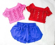 Neon Mesh Crop Fishnet Dance/Sheer Tops & Silky Flowy Shorts.