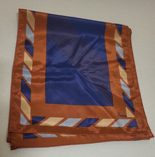 VTG Vera Neumann Silk Scarf Geometric Abstract Blue Orange Rust 11 x 52" long