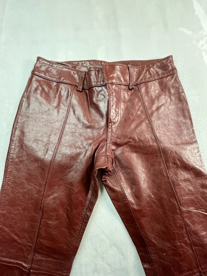 Pantalones de mezclilla de cuero GAP de colección para mujer 6 coñac marrón rojizo al tobillo forrados con cremallera Y2K Foto 2 de 4