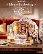 Rolife Elsa's Tailoring DIY Miniature Dollhouse Kit Wooden Furniture 3D Puzzle