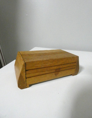 Vtg Seeland Wooden Hinged Wood Box Rectangular Trinket Jewelry MCM 5.5''