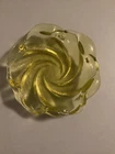 Fenton Vintage Topaz Vaseline Uranium Glass Swirl Ashtray Large 8 1/2” DIAMETER