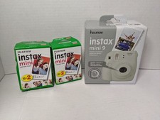 Fujifilm Instax Mini 9 Instant Camera, Smokey White w/ Bonus Instant Film Sheets
