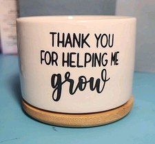 Image of 2 1/2 in x 4 in Small Planting Pot"Thank You for Helping Me Grow" Garden Planter