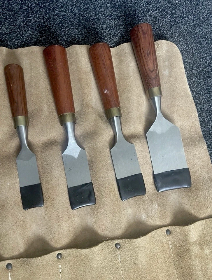 Premium 12-Piece Wood Carving Chisel Set with Leather Tool Roll - Image 2 of 4