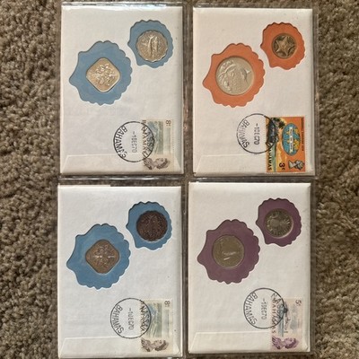 1970 Bahamas Coin Cover Set   99 Company First day issue (Lot of 4) SILVER