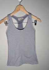 Athleta Striped Blue Workout Tank Top Built In Bra Shelf Racerback Activewear