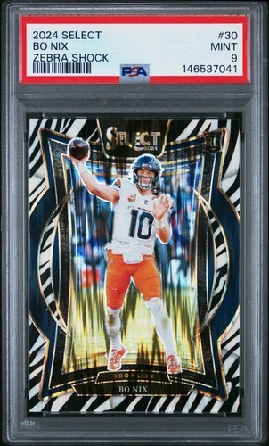 2024 PANINI SELECT ZEBRA SHOCK #30 BO NIX ROOKIE RC PSA 9