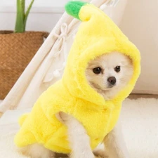Christmas Banana Dog Winter Coat for Small Dogs, Warm Jacket Banana Dog Costume