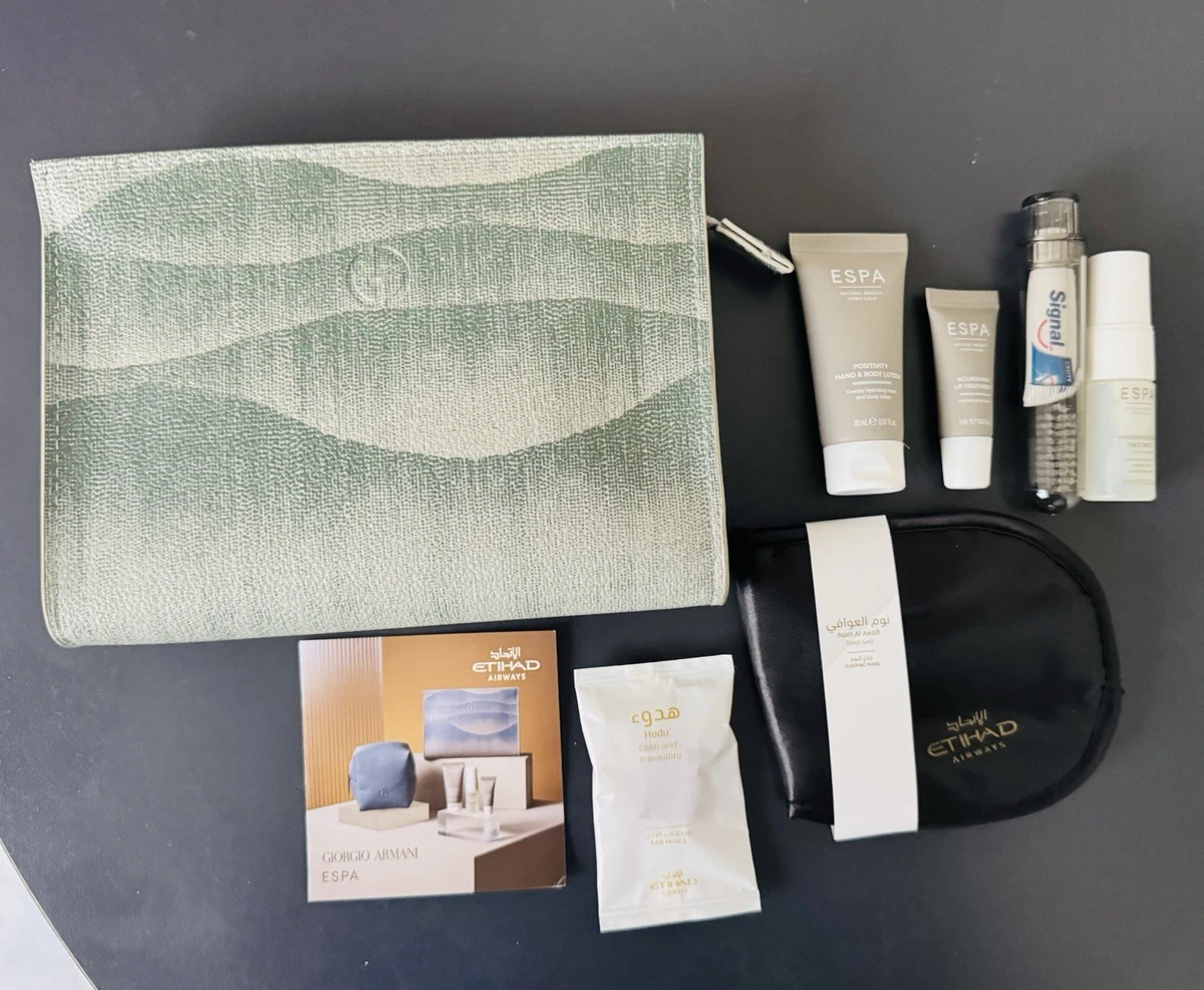 Etihad x Giorgio Armani ESPA inflight amenity pouch bag green Complete airline