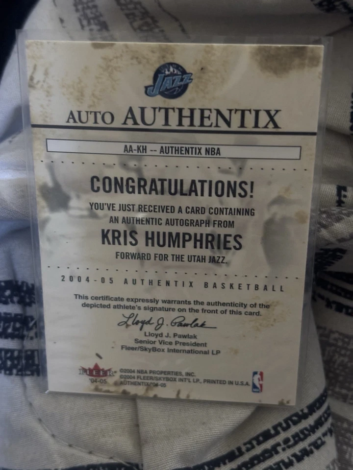 Fleer Skybox Kris Humphries 2004-2005 AA-KH con tarjeta automática 25/02 Foto 2 de 2