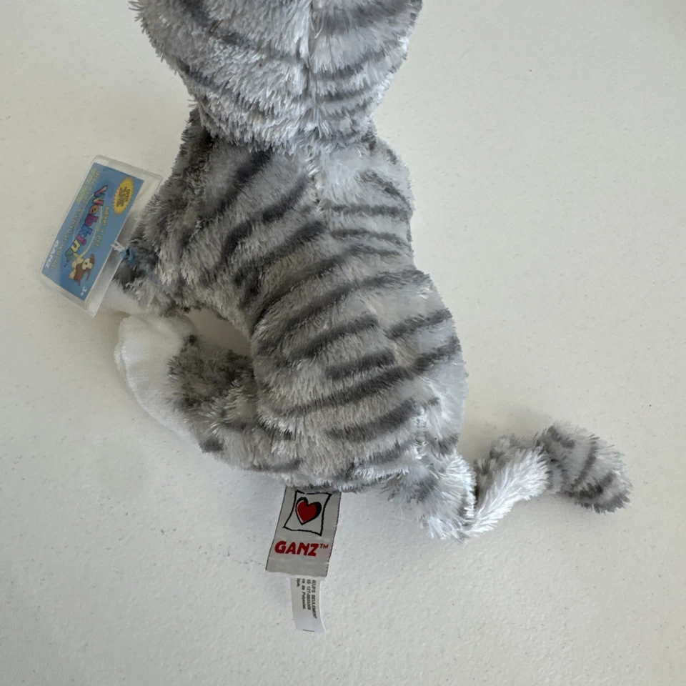 Webkinz Sterling Grey/Gray Cheeky Cat Plush Code New Condition Striped Cute - Image 4 of 4