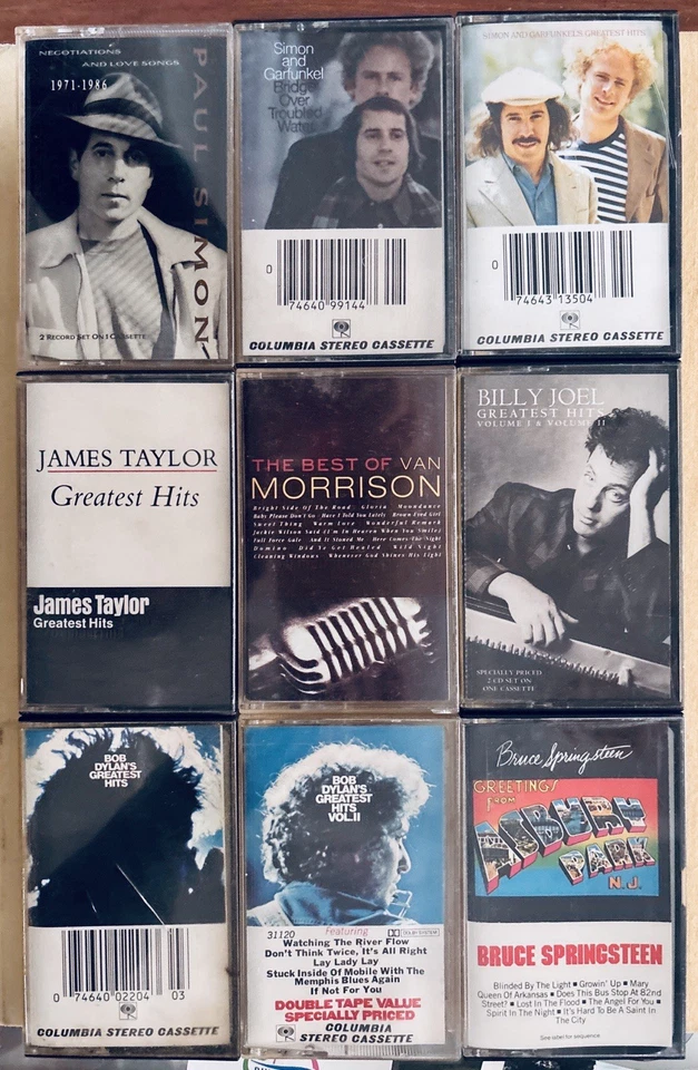 9x Bob Dylan Paul Simon Garfunkel Billy Joel S&G Springsteen Taylor Cassette Lot - Image 2 of 3
