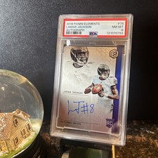 2018 Panini Elements Lamar Jackson #78 Rookie Auto On Card Autograph /49 - PSA 8. rookie card picture