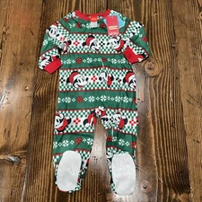NWT Disney Christmas Infant (18M) One-Piece Footed Outfit - Green/Red/White