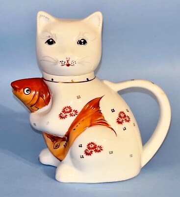 Porcelain Cat with Fish Pitcher/Creamer - China