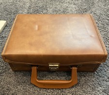 Vintage Brown Faux Leather Cassette Tape Holder Storage Box Case 12 Tapes