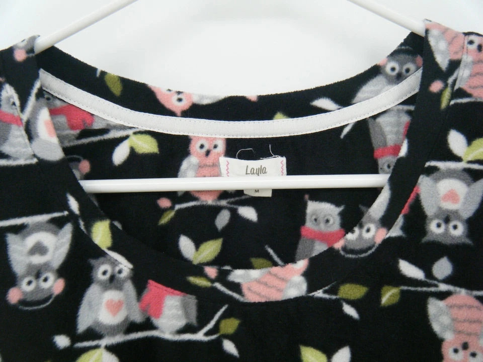 Pijama Layla PJ polar manga larga agujeros para el pulgar top con estampado de búho talla M Foto 4 de 4