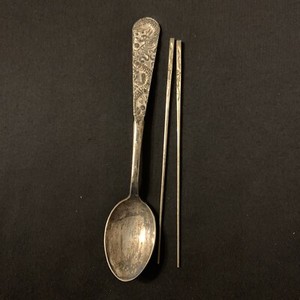 Child-silver 70% spoon and chopstick- dragon design-VINTAGE-ALL SALES ARE FINAL