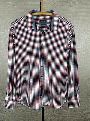 IVEO Herren Gr. XL Hemd Shirt schwarz weiß rot kariert langarm slim fit 4C6