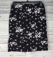 Ann Taylor Loft Womens Black White Mauve Floral Straight Pencil Skirt Size 8 NWT