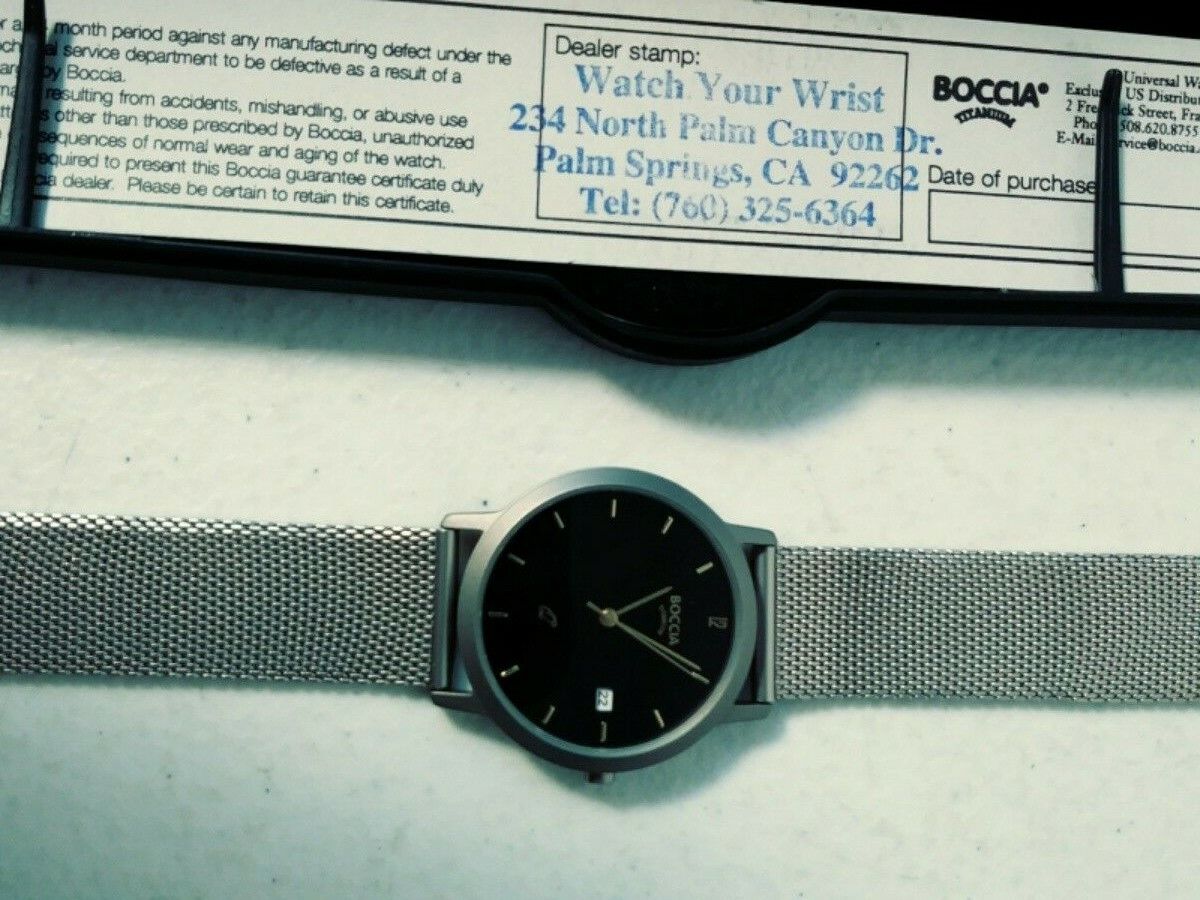 Vintage Boccia All Titanium Men's Water Resistant 3 Bar Dress Wrist Watch w Date
