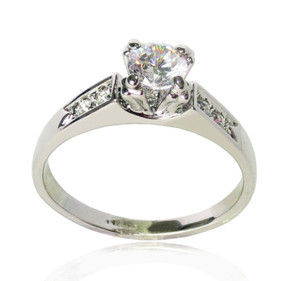 Authentic AUSTRIAN Crystals white gold plated 18KGP size Q silver ring