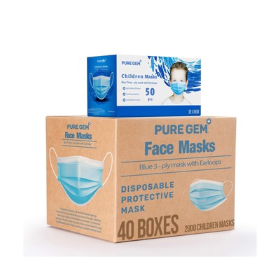 PURE GEM Premium Pack of Children's Size Disposable Kids Face Mask, Boys and ...