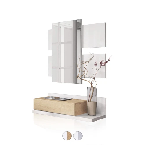 Recibidor con cajón + espejo, mueble colgante, mueble de entrada, Tekkan - Imagen 1 de 12
