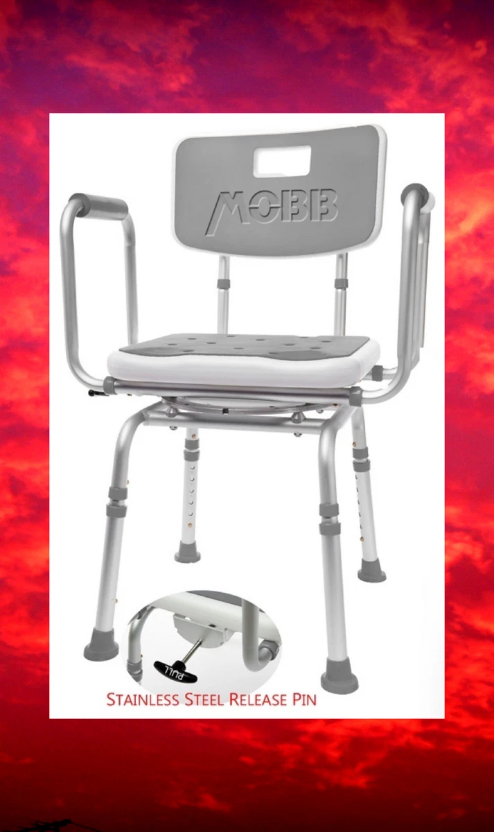 MOBB Premium Bathroom Swivel Shower Chair Bath Bench with Back