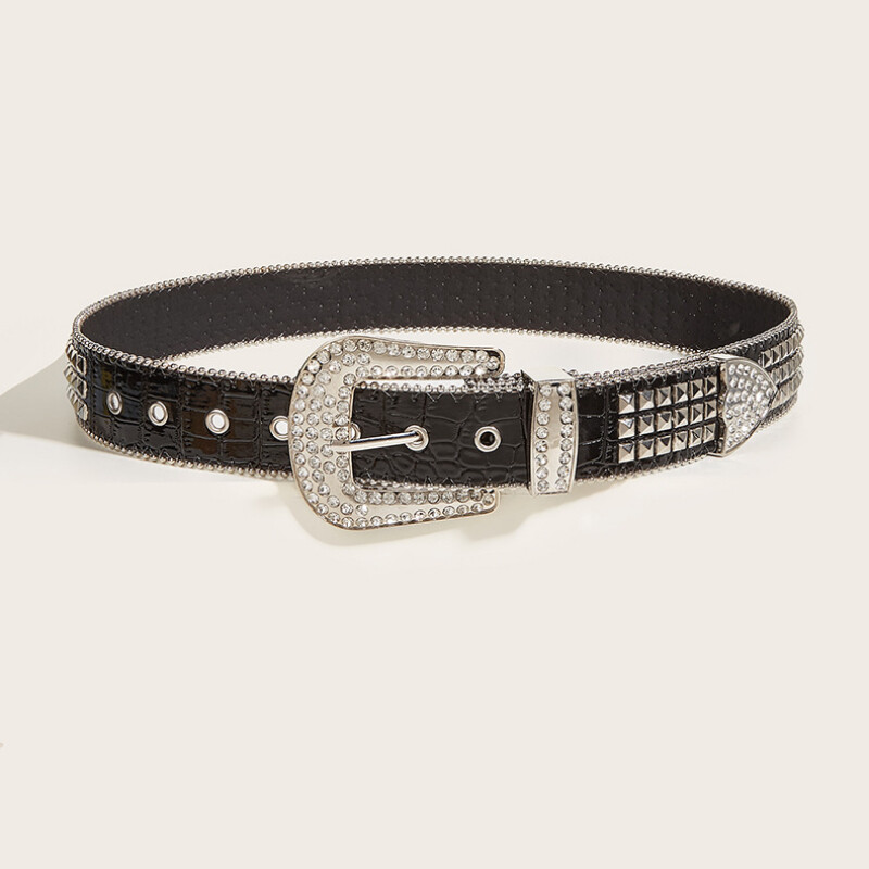 Leather Belts Dna Premium Studded Belt Women Shiny Rhinestone