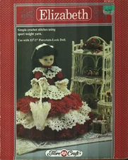 USED ELIZABETH 11 1/2" PORCELAIN LOOK DOLL DRESS CROCHET PATTERN LEAFLET